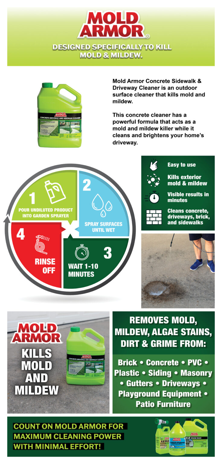 MOLD ARMOR Concrete Sidewalk & Driveway Cleaner, 1 Gallon - Mold Armor